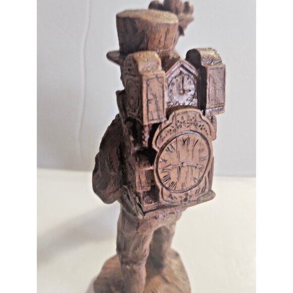 Gorgeous Vintage Wood Carvings Clock Seller & Flower Lady signed ADN - Picture 8 of 16